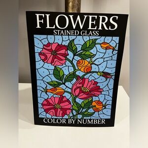 Flowers Stained Glass Color by Number Book
